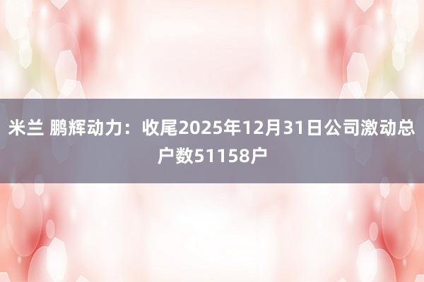 米兰 鹏辉动力：收尾2025年12月31日公司激动总户数51158户