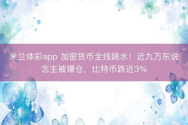 米兰体彩app 加密货币全线跳水！近九万东说念主被爆仓，比特币跌近3%