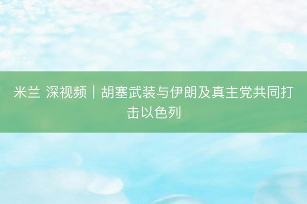 米兰 深视频｜胡塞武装与伊朗及真主党共同打击以色列
