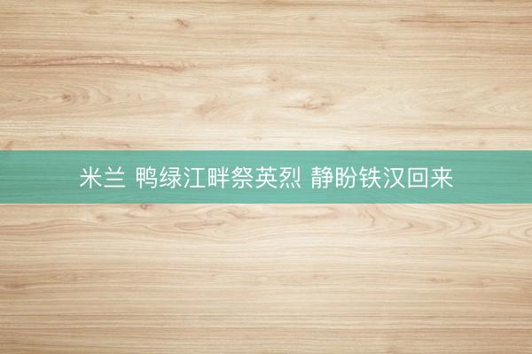 米兰 鸭绿江畔祭英烈 静盼铁汉回来