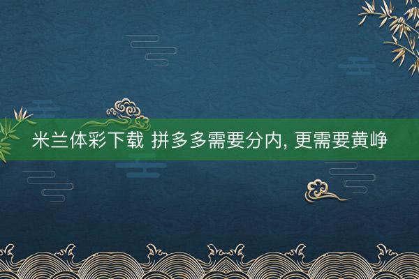米兰体彩下载 拼多多需要分内, 更需要黄峥